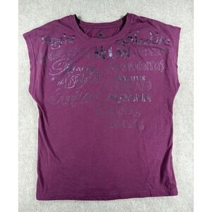 Disney Women's T-Shirt Medium Purple Princess Movies Graphic Short‎ Sleeve